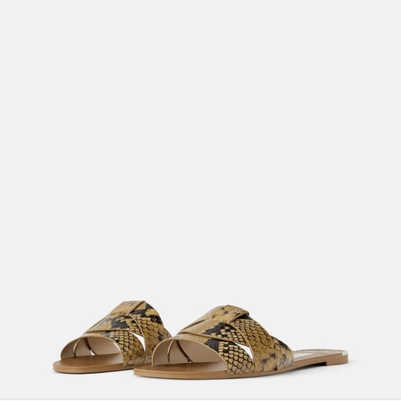 Zara Animal print Leather Flat Sandals size 6 NWT - Picture 5 of 6